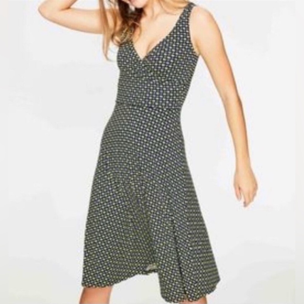 BODEN Willa Jersey Dress Apple Design Viscose Blend Green Blue Size 6 Petite